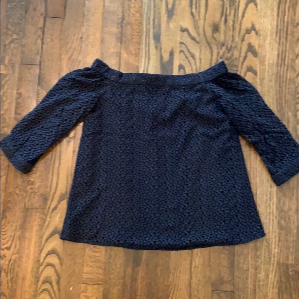 Tibi navy eyelet off the shoulder top